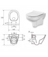 SET: WC-Vorwandelement Duofix + WC-Toilette SLIM Soft-Close City-Cleanon Weiß + Schallschutzmatte + WC-Betätigungsplatte Chrom