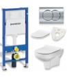 SET: WC-Vorwandelement Duofix + WC-Toilette SLIM Soft-Close City-Cleanon Weiß + Schallschutzmatte + WC-Betätigungsplatte Chrom