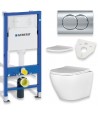 SET: WC-Vorwandelement Duofix + WC-Toilette SLIM Soft-Close City-Cleanon Weiß + Schallschutzmatte + WC-Betätigungsplatte Weiß