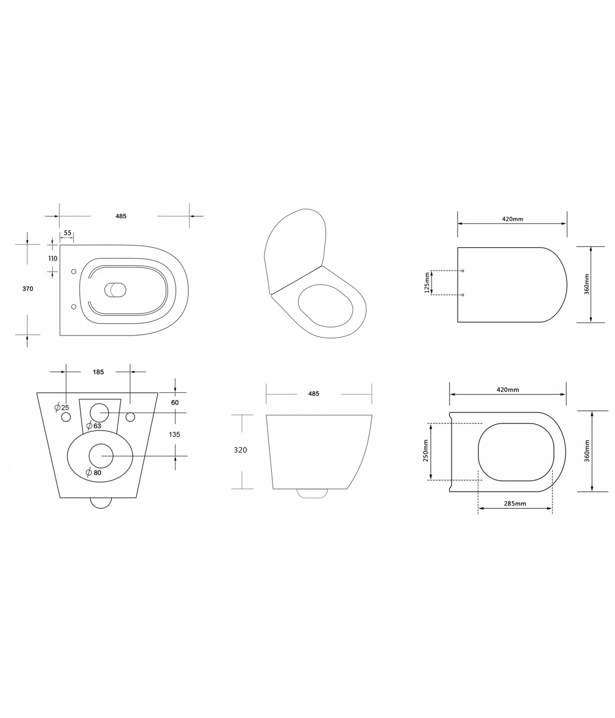 SET: WC-Vorwandelement Duofix + WC-Toilette SLIM Soft-Close Desna Weiß + Schallschutzmatte + WC-Betätigungsplatte Schwarz