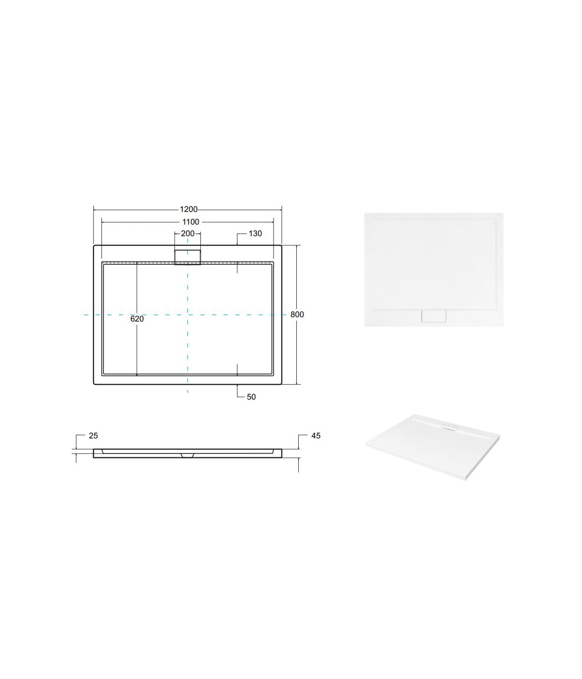 DUSCHWANNE RECHTECK SCHWARZ 120x80 AXIM Ablaufgarnitur GRATIS !