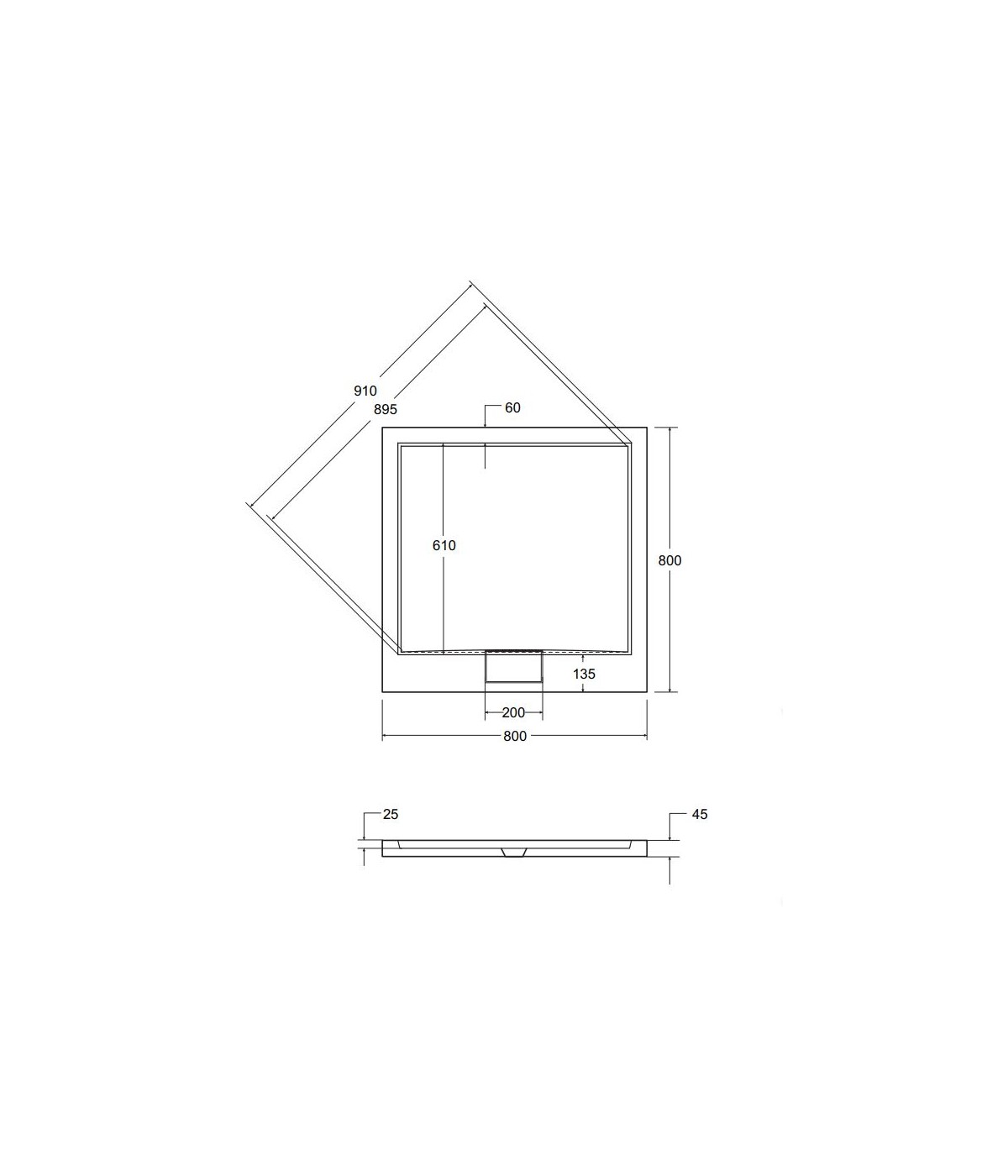 DUSCHWANNE QUADRATISCH SCHWARZ 80x80 AXIM Ablaufgarnitur GRATIS !