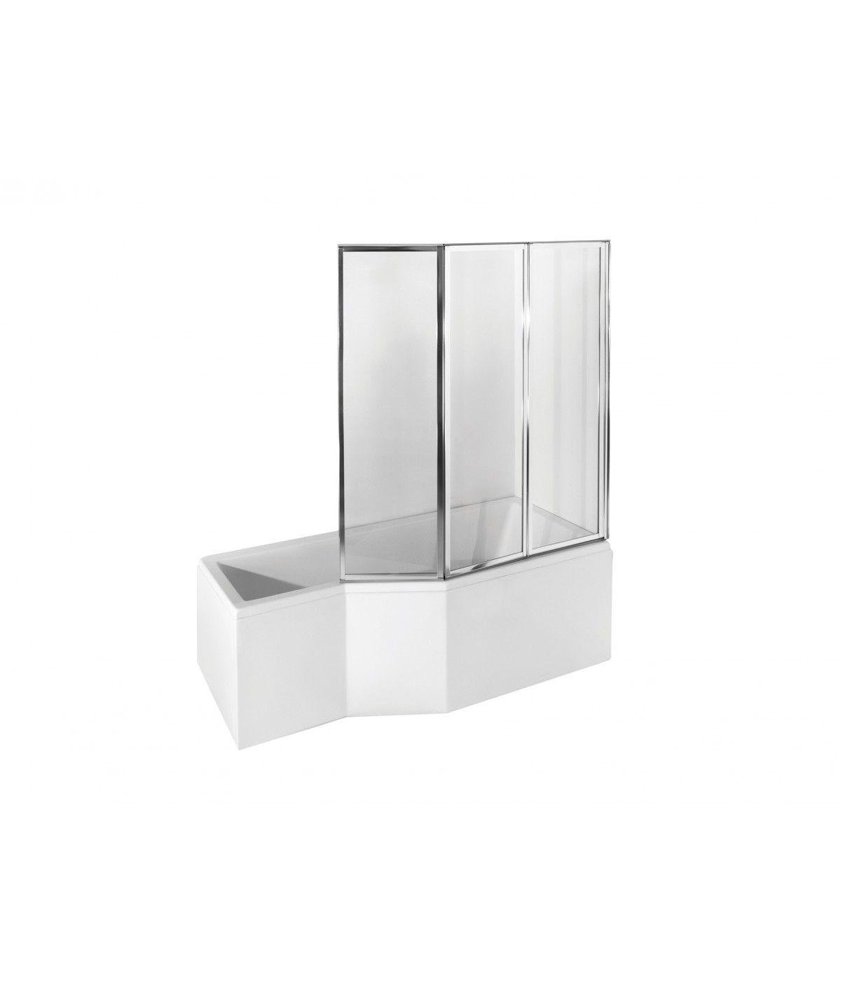 Badewannenabtrennung 3-teilig 130x140 AMBITION PREMIUM Glas 4 mm