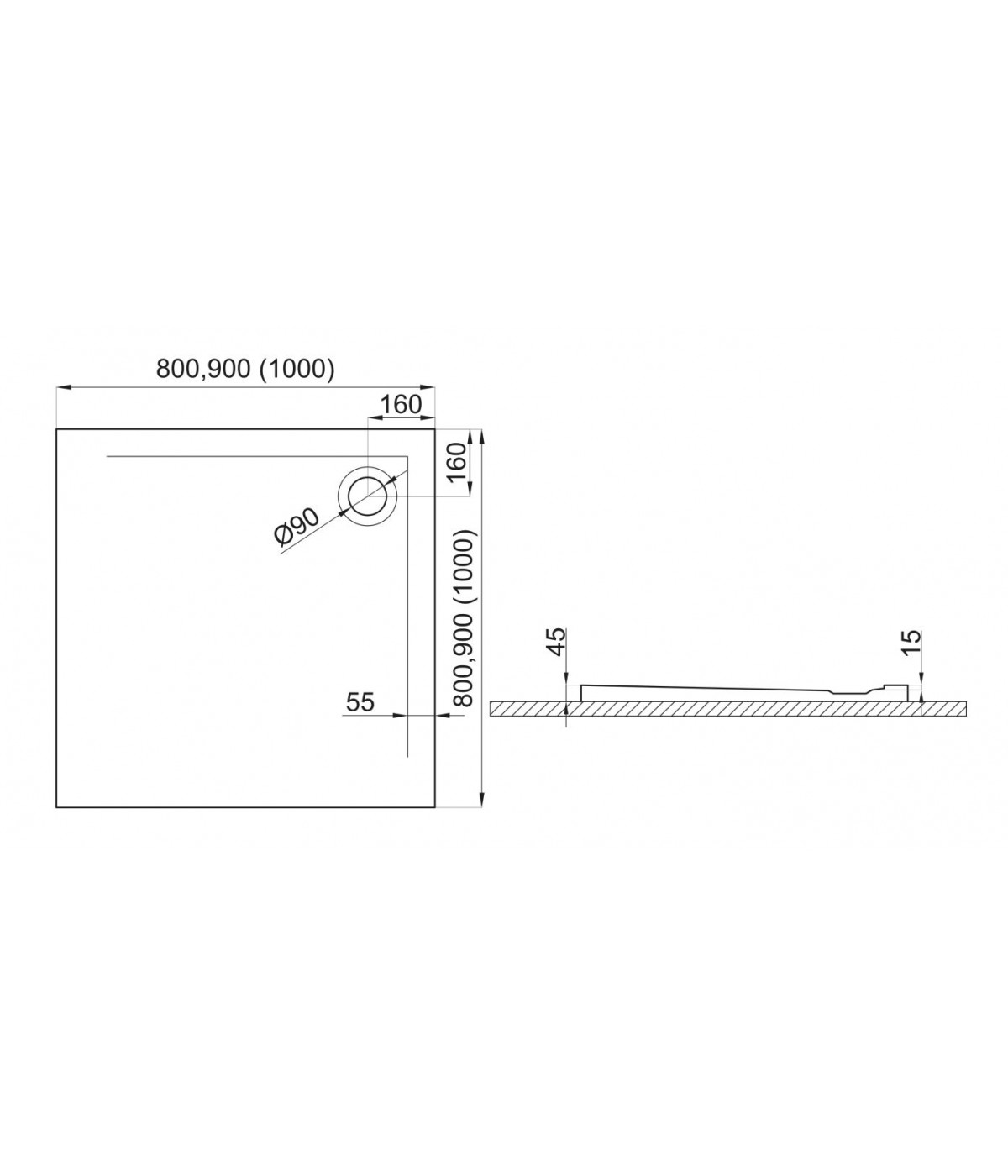 DUSCHWANNE QUADRATISCH 100x100 GEOSA STEINOPTIK Ablaufgarnitur GRATIS !