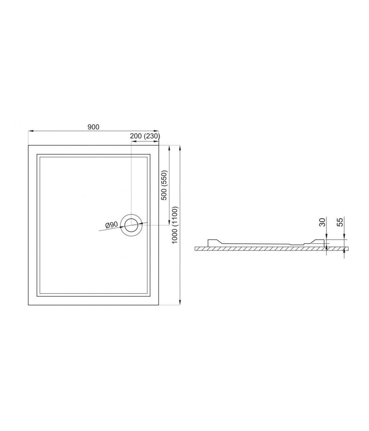 DUSCHWANNE RECHTECK 100x90 GOLIAT Ablaufgarnitur GRATIS !