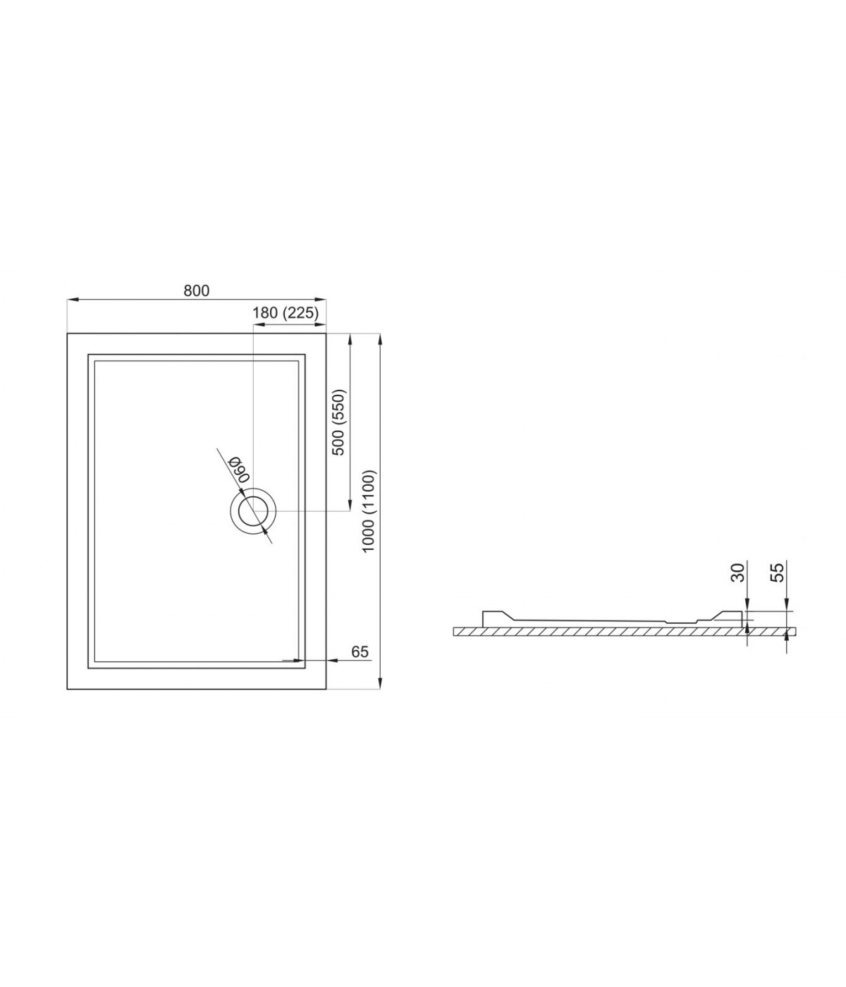 DUSCHWANNE RECHTECK 110x80 GOLIAT Ablaufgarnitur GRATIS !