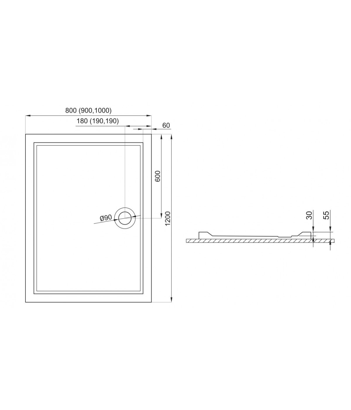 DUSCHWANNE RECHTECK 120x80 GOLIAT Ablaufgarnitur GRATIS !