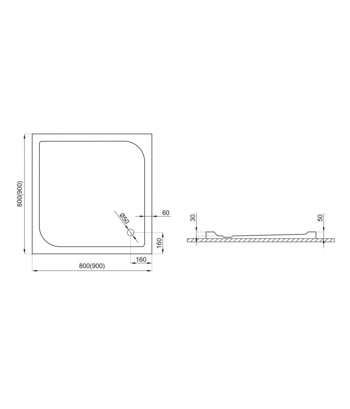 DUSCHWANNE QUADRATISCH 80x80x3x5 TENOR Ablaufgarnitur GRATIS !