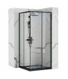SET: Duschwanne GEOSA + Duschkabine Transparentes Glas 90x90x190 PUNTO Schwarz Quadratisch