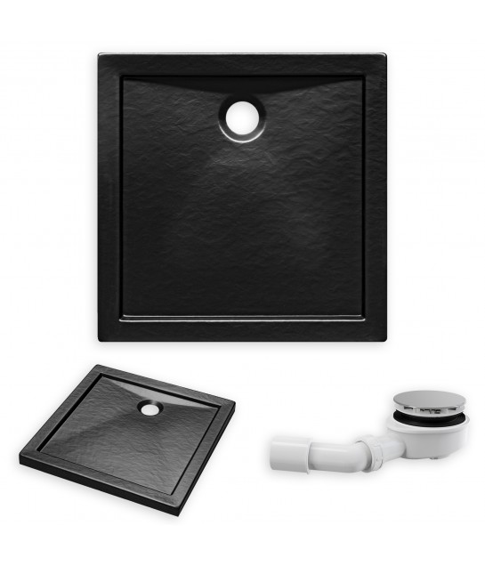 DUSCHWANNE QUADRATISCH SCHWARZ 80x80 AQUARIUSO Ablaufgarnitur GRATIS !