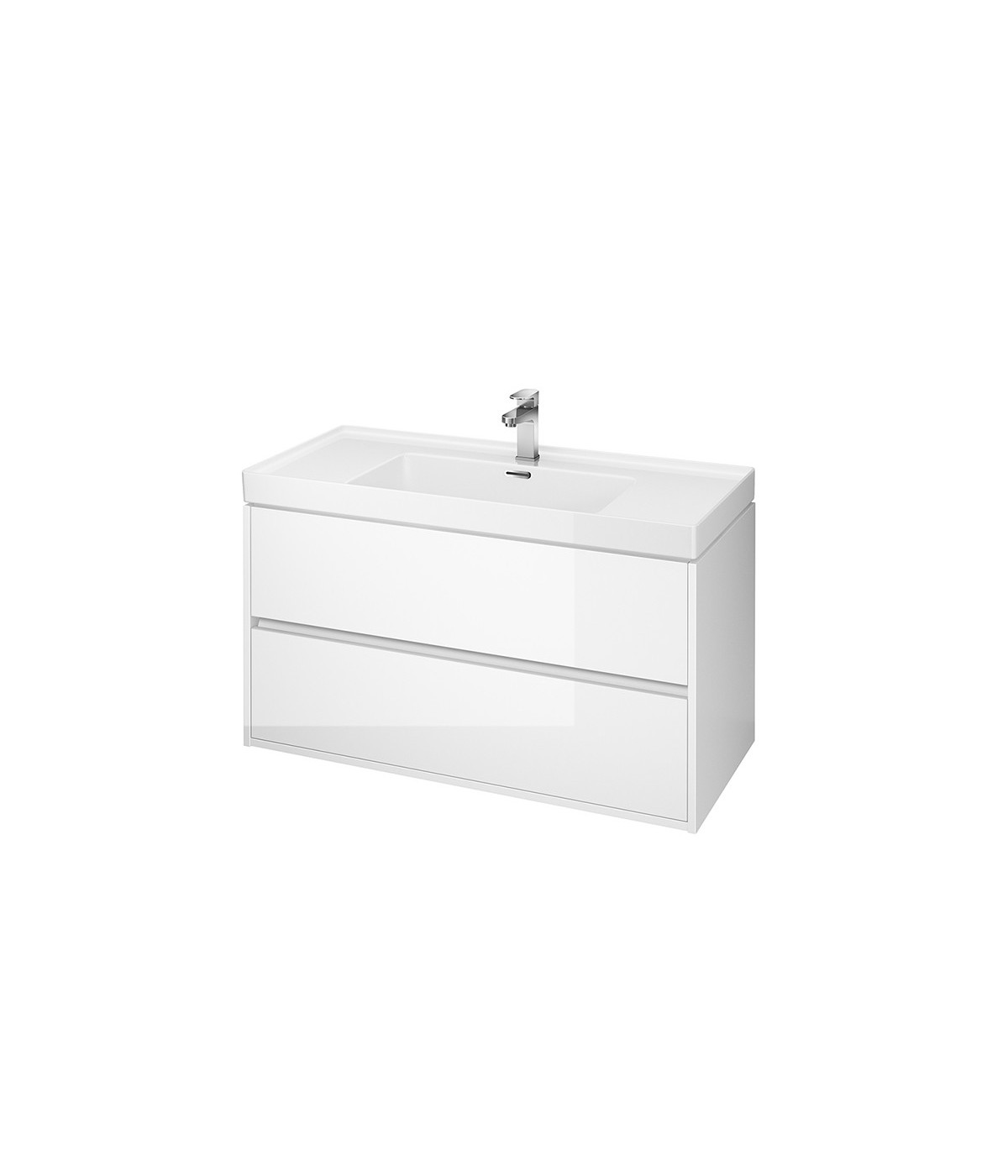 Badmöbel Set CREAZ 100 Waschbecken-Unterschrank mit Waschbecken, 2-Schubladen, Weiß