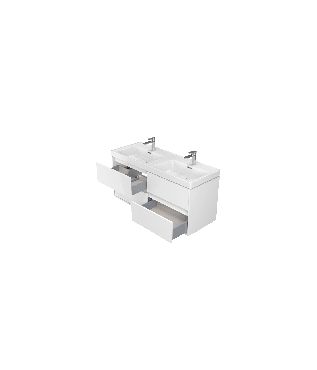Badmöbel Set CREAZ 120 Waschbecken-Unterschrank mit Waschbecken, 4-Schubladen, Weiß