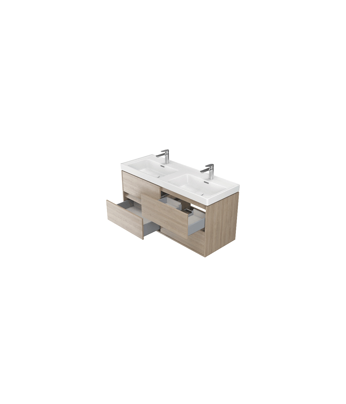 Badmöbel Set CREAZ 120 Waschbecken-Unterschrank mit Waschbecken, 4-Schubladen, Eiche