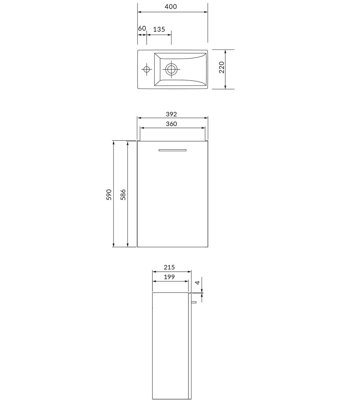 Badmöbel Set LARAZ COMO 40 Waschbecken-Unterschrank mit Waschbecken, Grau