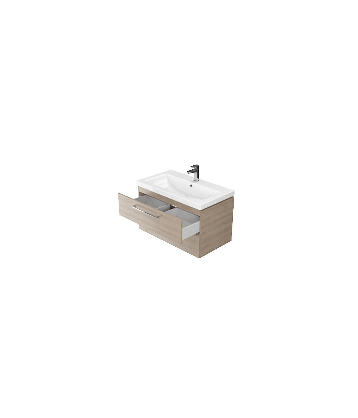 Badmöbel Set LARAZ COMO 50 Waschbecken-Unterschrank mit Waschbecken, 2-Schubladen, Nussbaum