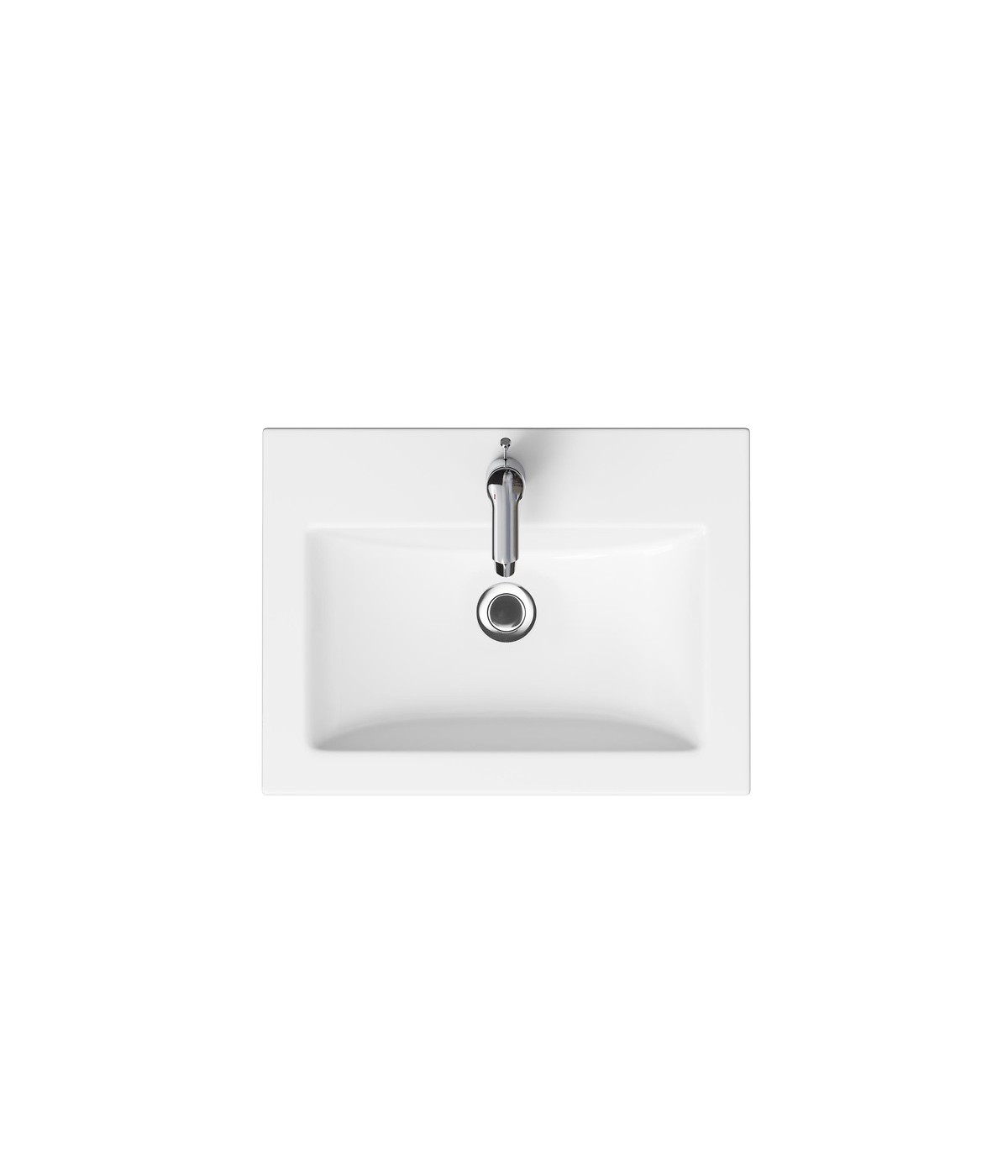 Badmöbel Set LARAZ COMO 60 Waschbecken-Unterschrank mit Waschbecken, 2-Schubladen, Weiß