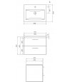 Badmöbel Set LARAZ COMO 60 Waschbecken-Unterschrank mit Waschbecken, 2-Schubladen, Grau