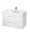 Badmöbel Set LARAZ MILLE 100 Waschbecken-Unterschrank mit Waschbecken, 2-Schubladen,  Weiß