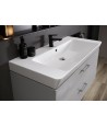 Badmöbel Set LARAZ MILLE 100 Waschbecken-Unterschrank mit Waschbecken, 2-Schubladen,  Weiß